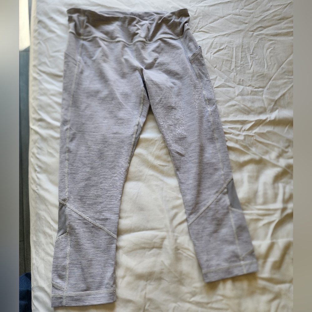 Gray/White Stripe Lululemon Leggings Size 10